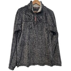 True Grit Quarter Sweater Womens Size Large Grey Pullover Soft Cozy Long Sleeve